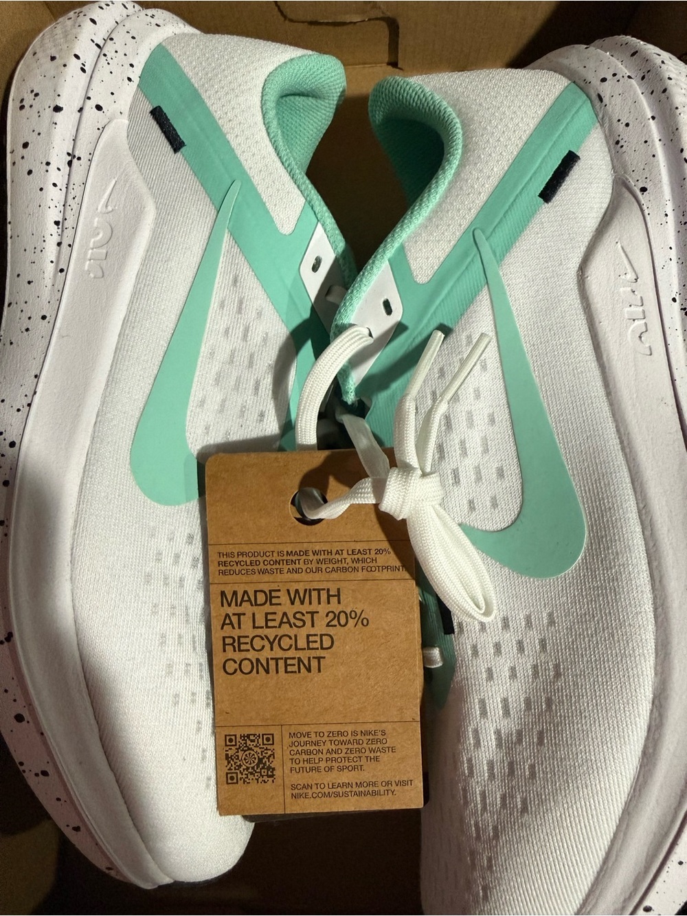Nike White Running Shoes with Mint Green Accents